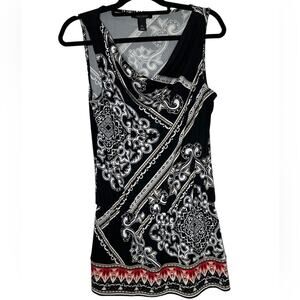 White House Black Market Peplum Top Size S Black White Sleeveless Elastic Waist